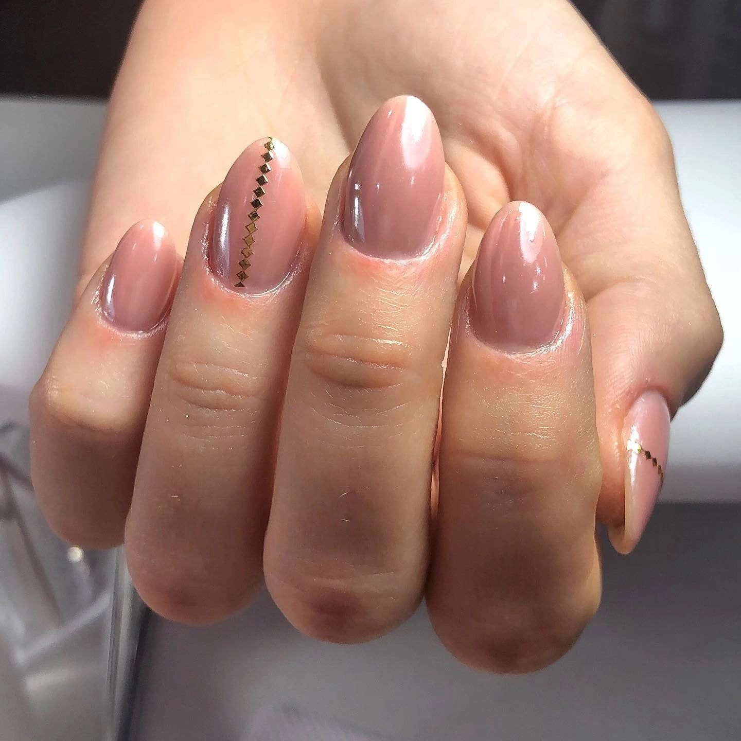 Nude gold stud nails