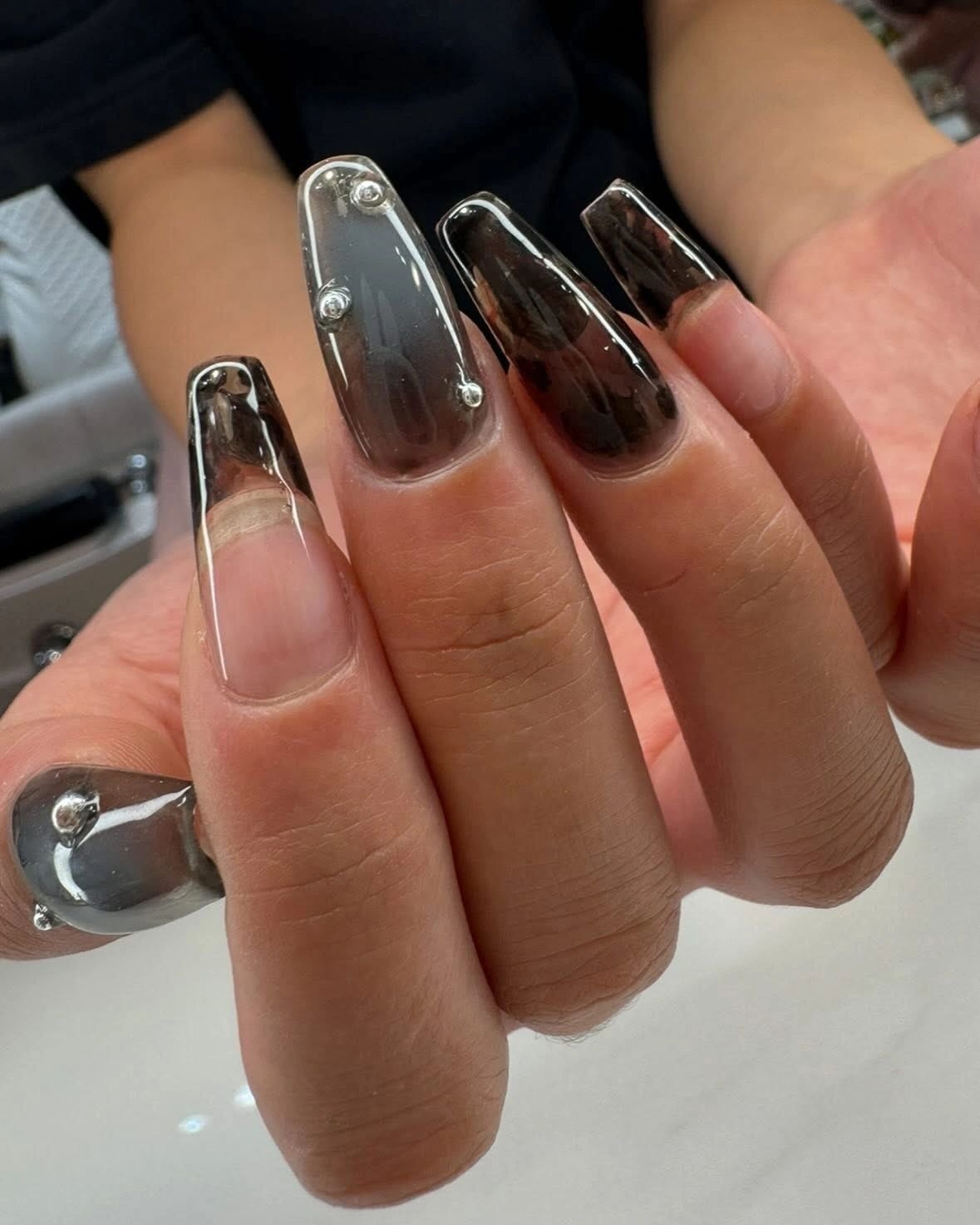 Ombre rhinestone nail art